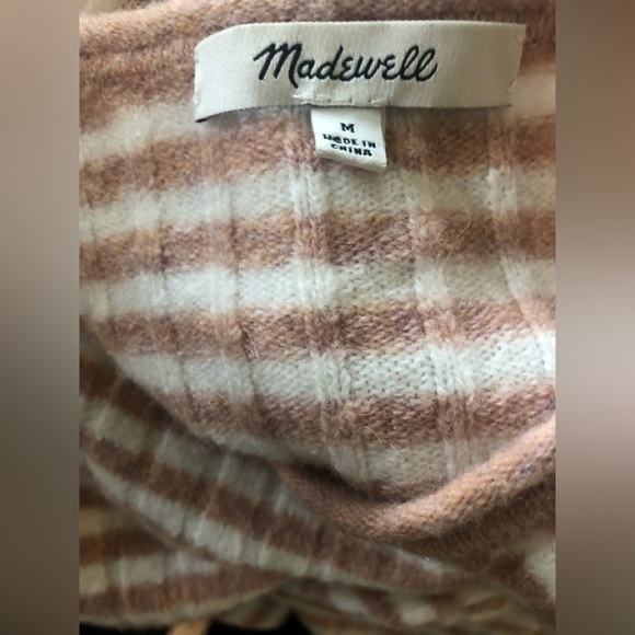 Madewell Womens Colette Alpaca Sweater Leamore Stripe M Pink White Style AC790 - Picture 8 of 8